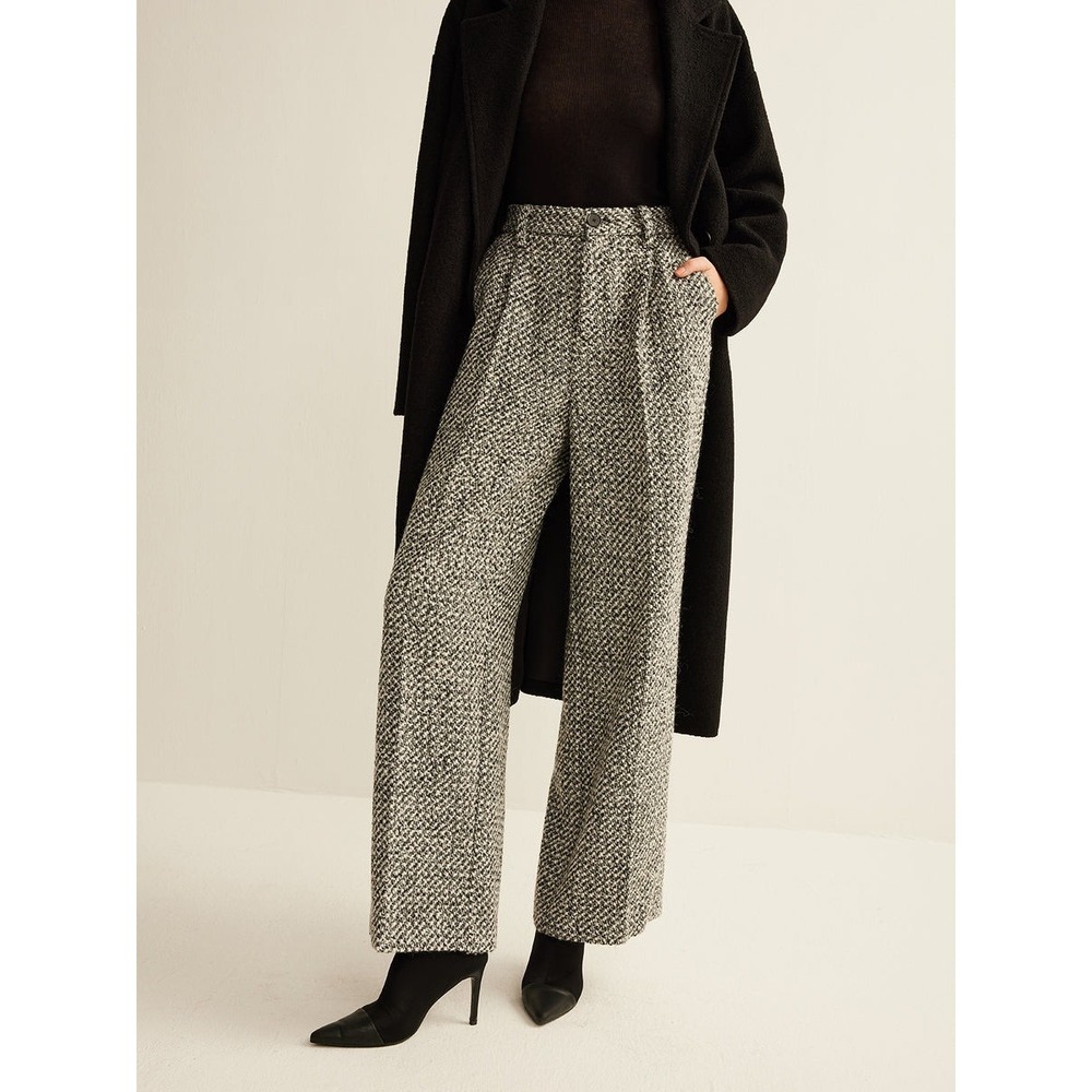 Commense Black and White Tweed Trousers